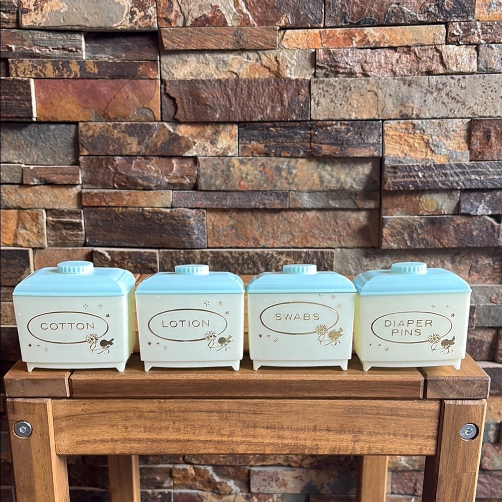 ⭐️NEW PRICE⭐️Vintage Blue and White Nursery Containers Set
